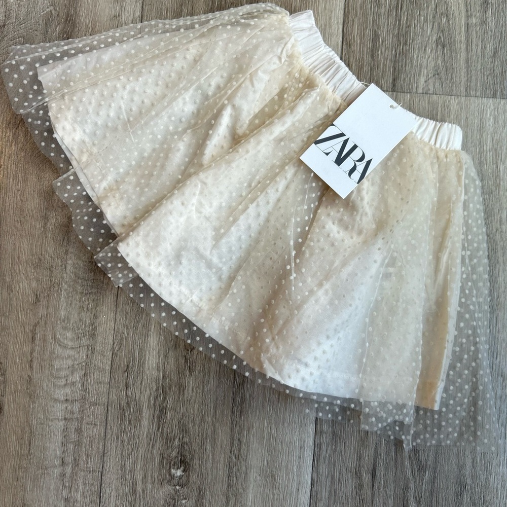 Zara Cream Polka Dot Tulle Skirt